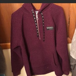 PINK half zip purple Sherpa jacket